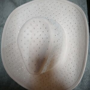 New York & Company Cream Suede Studded Cowgirl Hat